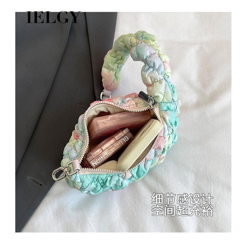 IELGY Cloud Bag Pleated Soft Down Bag Nylon Handbag