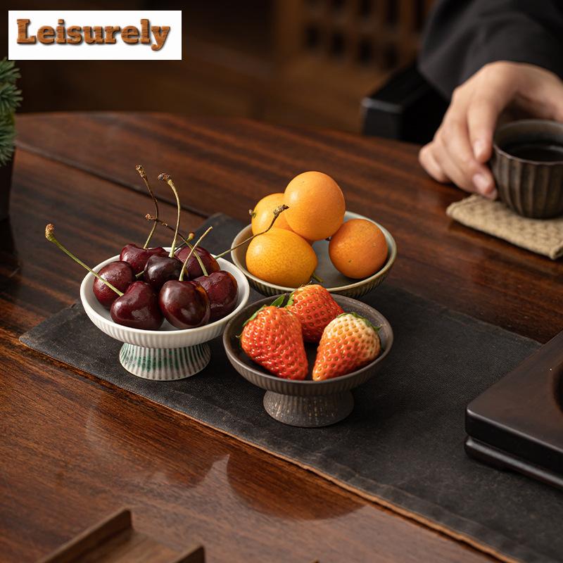 Retro Kiln Change Gilded Ceramic Fruit Dishes Elegant Mini Pastry Plate Fruit Plate Household Hospitality Dishes Tray Ornaments