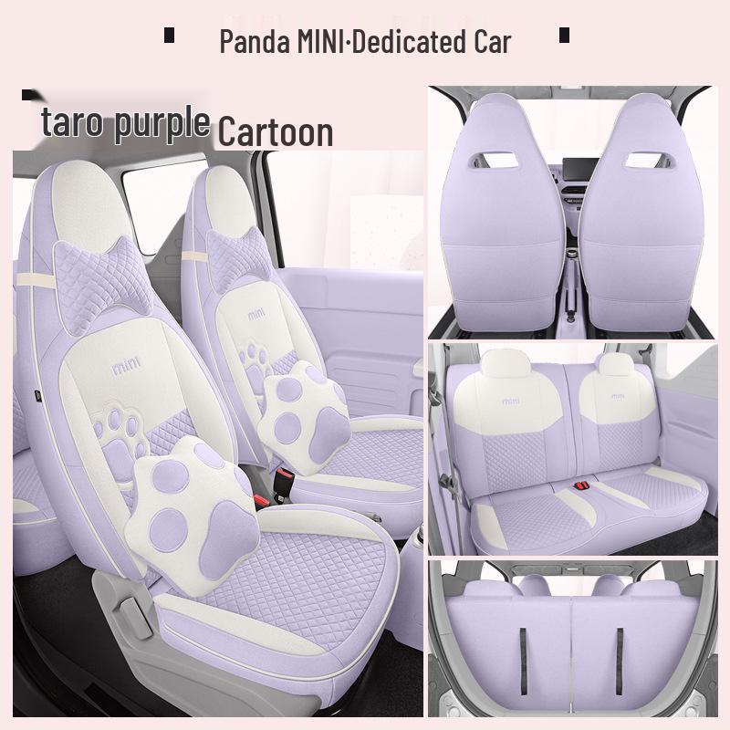 Panda Mini Linen Full Coverage Car Seat Cushion for All Seasons