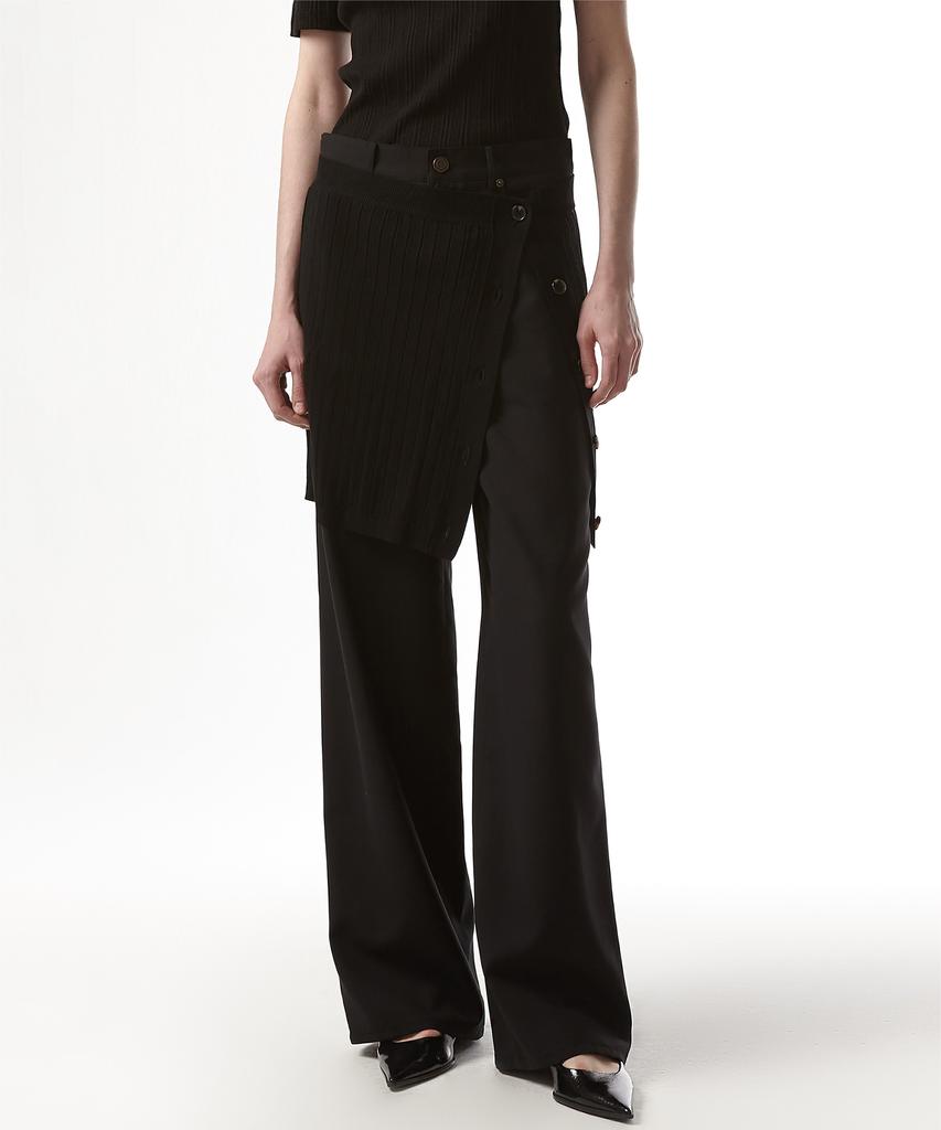 Ian Jo Ribbed Layer Knit Skirt (Black)
