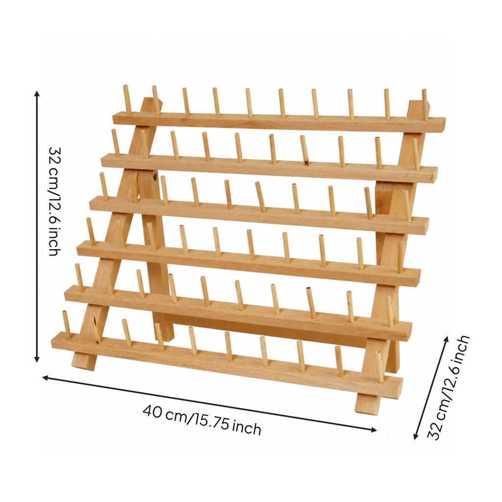 Beech Wood Thread Spool Rack Compact Holder Stand Portable for Craft Rooms