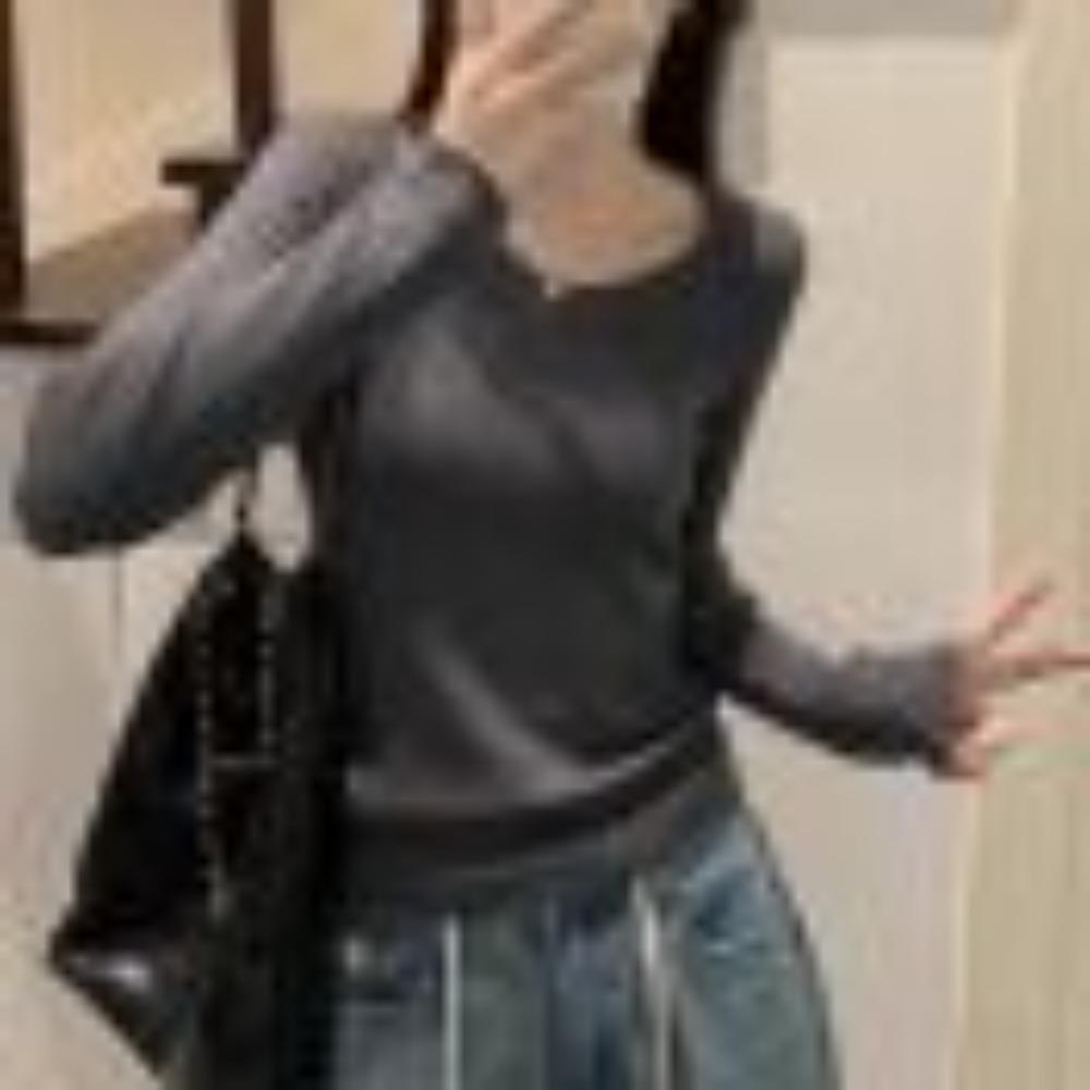 Autumn and Winter Slimming and Elegant Round-neck Patterned Soft Knitted Base Layer, Long-sleeved Sweater, Slimming Top