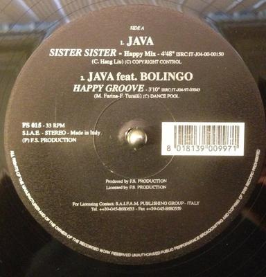 12inch Record JAVA - Sister Sister FS015 F.S. Production 1997 Italy Dance & Electronica Used