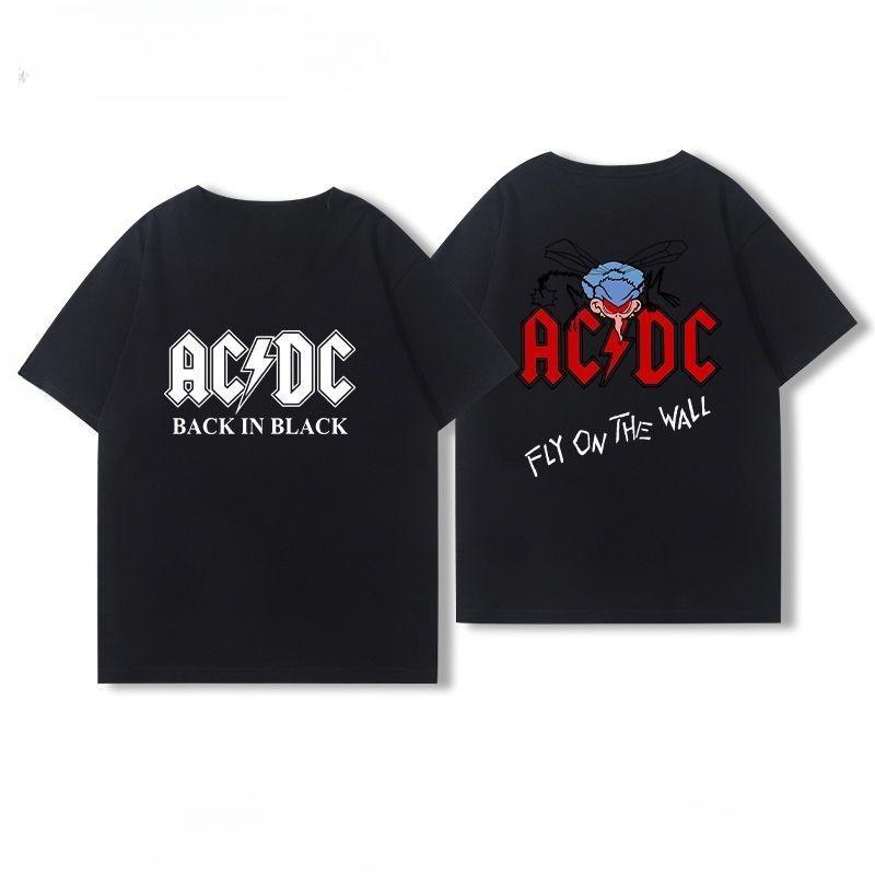 ACDC Rockband Peripherie Kurzarm-T-Shirts für Männer und Frauen Reine Baumwolle Amerikanischer Street Hip-Hop Freizeitkleidung für Sommer