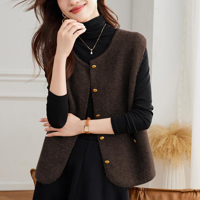 Round Neck Cardigan Vest for Women In Spring New Korean Style Versatile Fashion High-end Knitted Vest