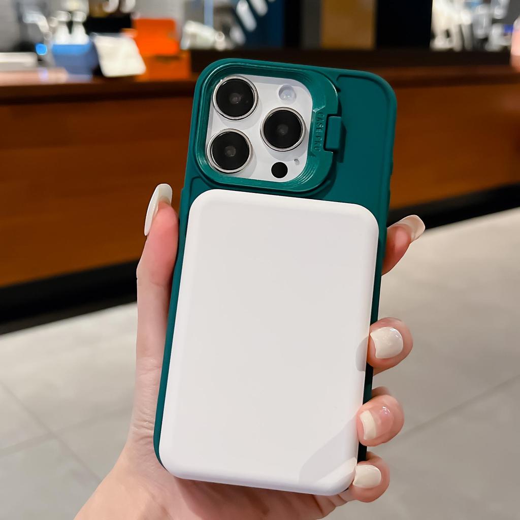 Frosted Magnetic iPhone 16 Case with Slim Waist and Apple 15 Lens Stand