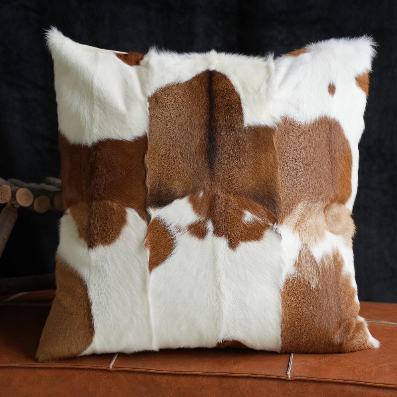Plush Cow Print Pillowcase 50x50cm Double-sided Cushion Cover Artistic Color-block Throw Pillow Cover Home Decor
