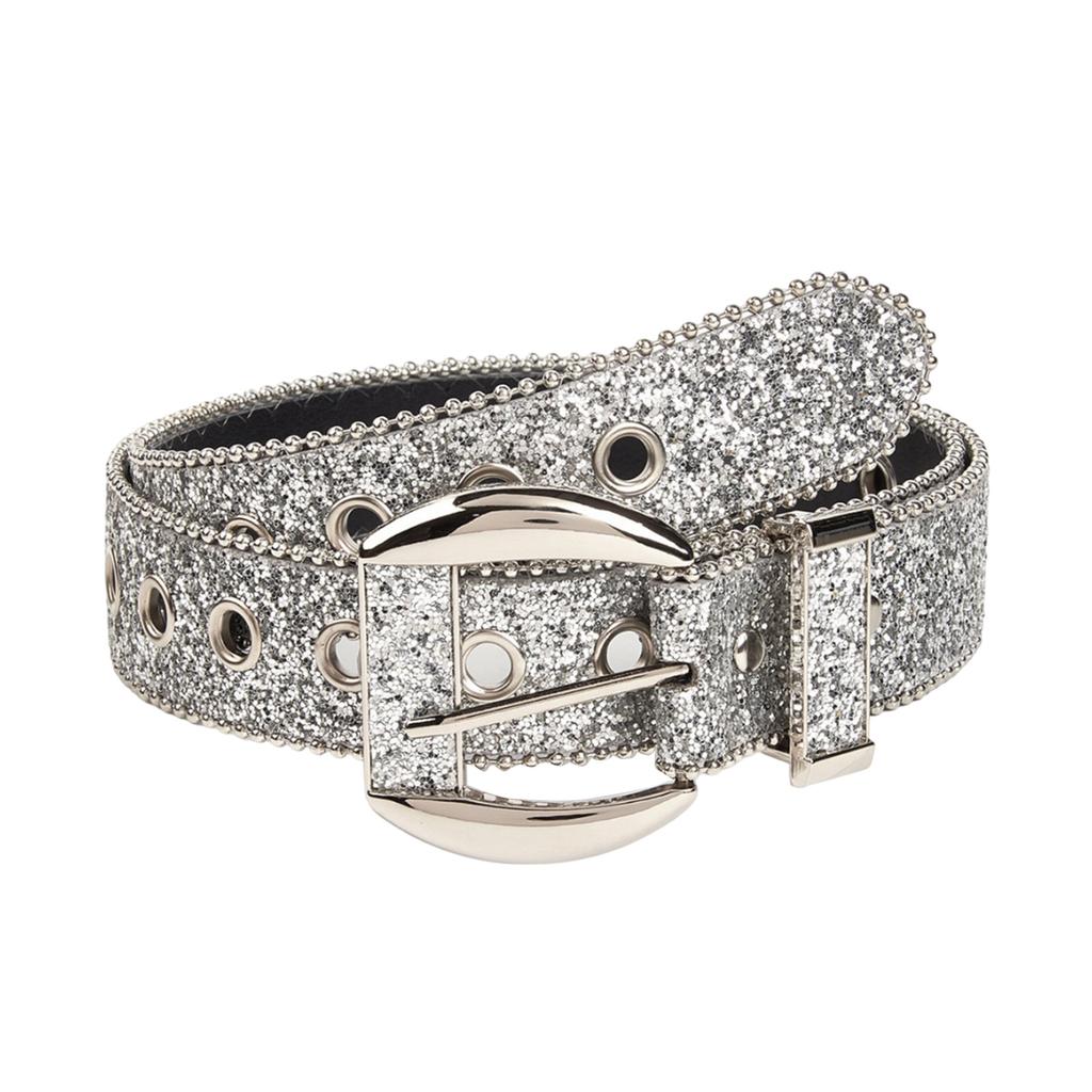 PU Belt with Shinning Adjust Pin Buckle Woman Full Sequins Waist Belts Girls Rhinestones Belt for Jeans Coat Skirt