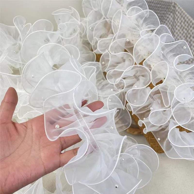 2 Meters Flower Lace Pearl Fabric Edge Gauze Diy Crafting Supply 11Cm Wide Gift Package Flower Packaging Flower Shop Supplies