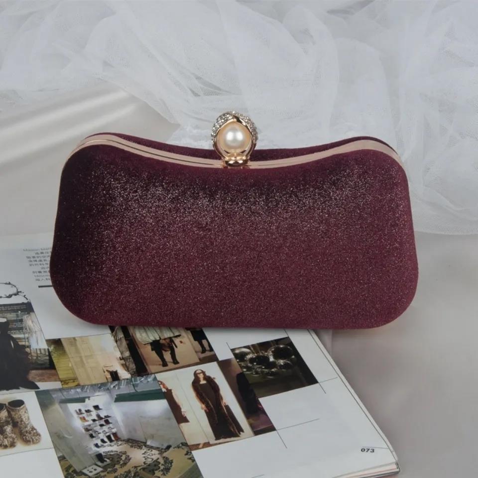Women's Bag Solid Color Elegant Dinner Hand Bag Vintage Versatile Party Chain Single Shoulder Bag