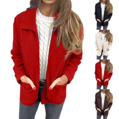 Chaqueta Casual de Negocios para Mujer con Cuello, Color Sólido y Bolsillo con Cremallera