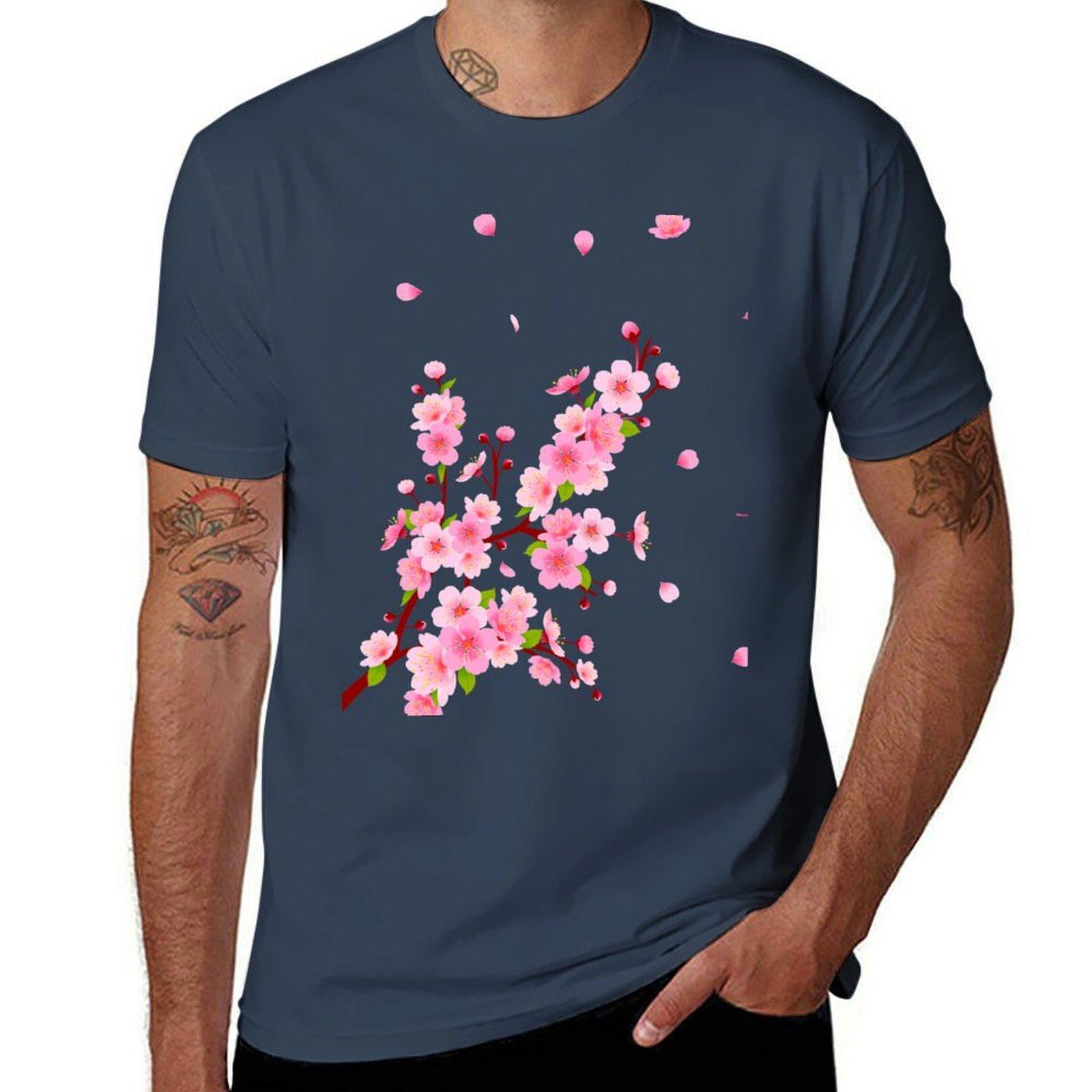 Sakura Cherry Blossom Japanese Sakura Tshirt Minimalist Graphic Tee Shirt S