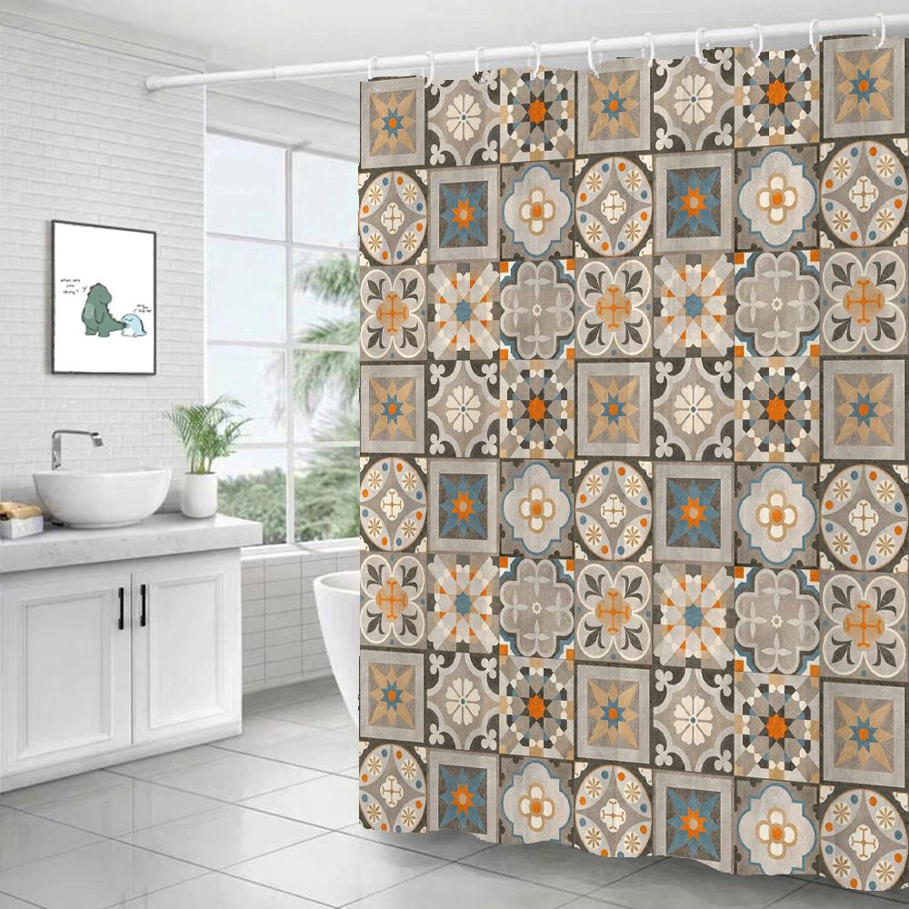 

Ванная комната Искусство Бохо-стиль Шторка для душа Средневековое Минималистичное искусство Boho Полиэстеровая ткань Шторка для ванной 180x180 см с 12 крючками W90xH180cm