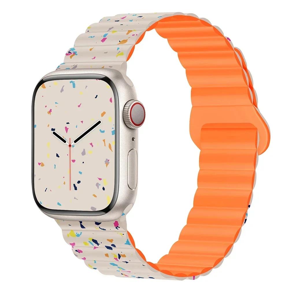 Magnetic Strap For Apple Watch Bands 45mm 38mm 49mm 40 42 41mm Silicone Sport Bracelet iWatch Series ultra 10 9 6 5 7 8 se 44mm