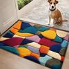 Welcome Door Rug, Home Decoration for Front Door Kitchen, Bathroom, Colorful Abstract Shapes Pattern Print Design Kitchen Mat