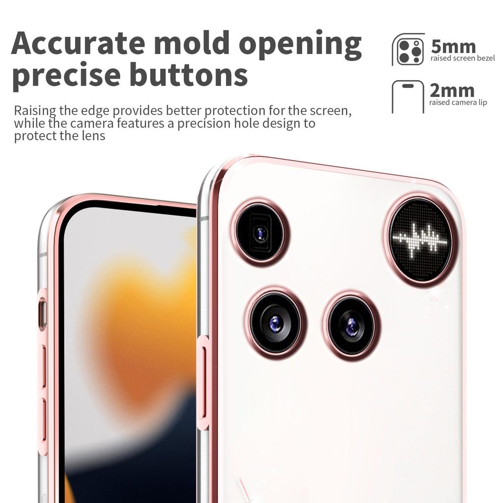 For Nothing Phone (3) 5G Case Flower Rhinestone Decor TPU Phone Cover