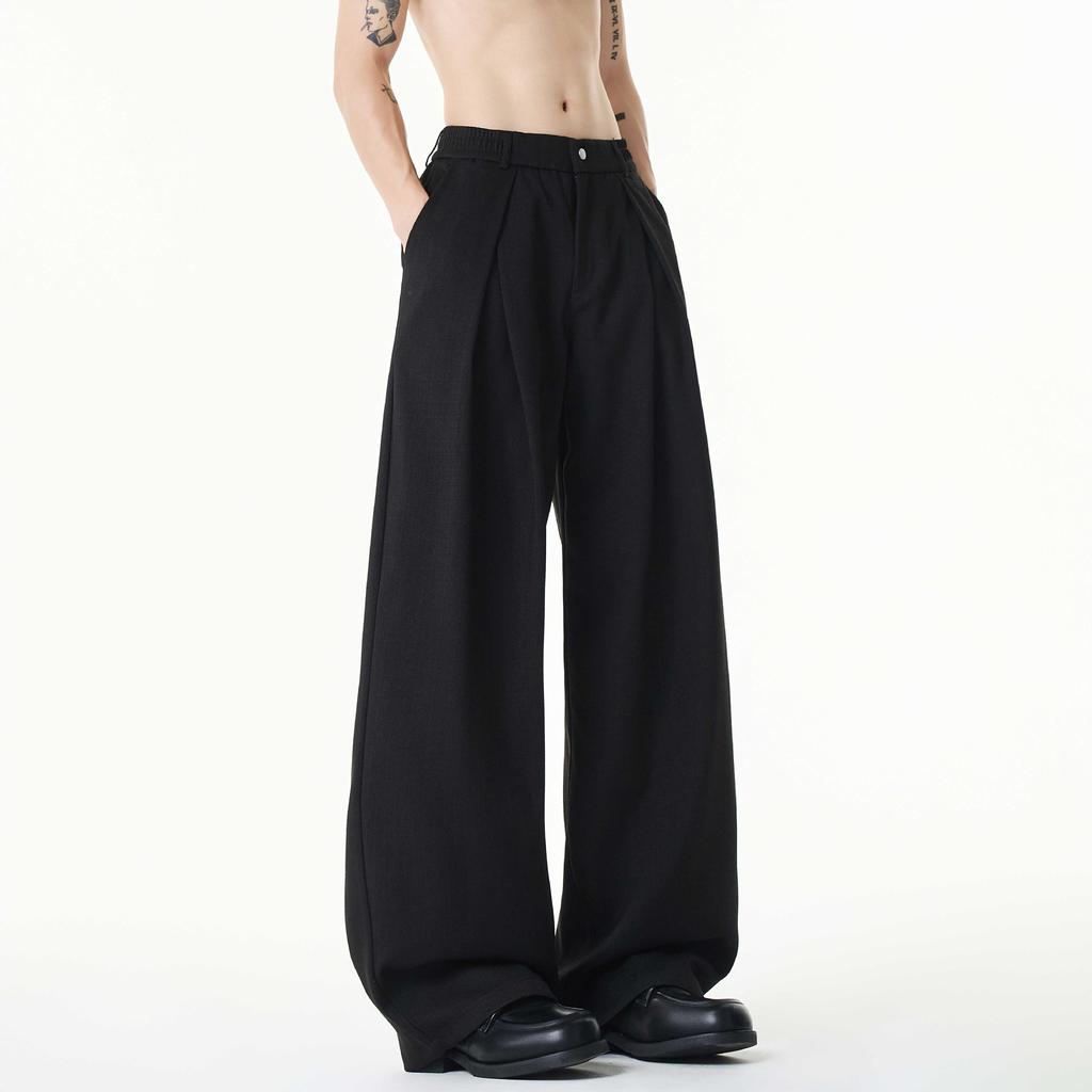 Summer thin imitation linen casual pants Japanese retro pleated loose wide-leg pants old money wind cleanfit trousers