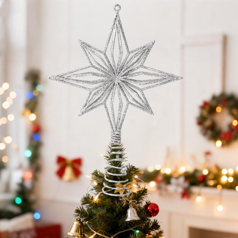 Christmas Glowing Tree Topper Five-Pointed Shining Lamp Xmas Colorful Topstar Ornaments Navidad Decora