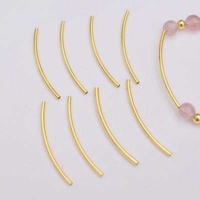 50pcs 14K Gold Bag, Color-Preserving Glossy Elbow Diy Bracelet, Bracelet, Glossy Round Tube Sleeve, Jewelry Accessories Material