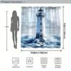 Coastal Lighthouse Shower Curtain Realistic Ocean Scene White Beacon Blue Waters Rugged Sky Polyester Washable with Hooks