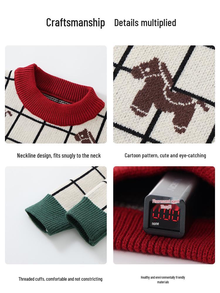 DUUDUU Kids' Knitwear: Thick Korean-Style Toddler Sweater for Boys - Autumn/Winter Warmth