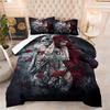 Black Skull Rose Halloween Quilted Comforter Set - 3 Piece