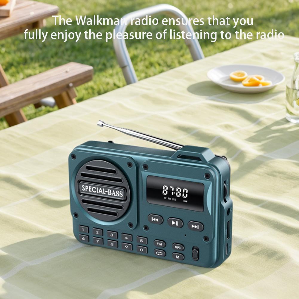 Mini Transistorradio mit Lautsprecher 2000mAh Batteriebetrieben Radio Bluetooth-kompatibel/TF Wiederaufladbar zum Laufen Radfahren