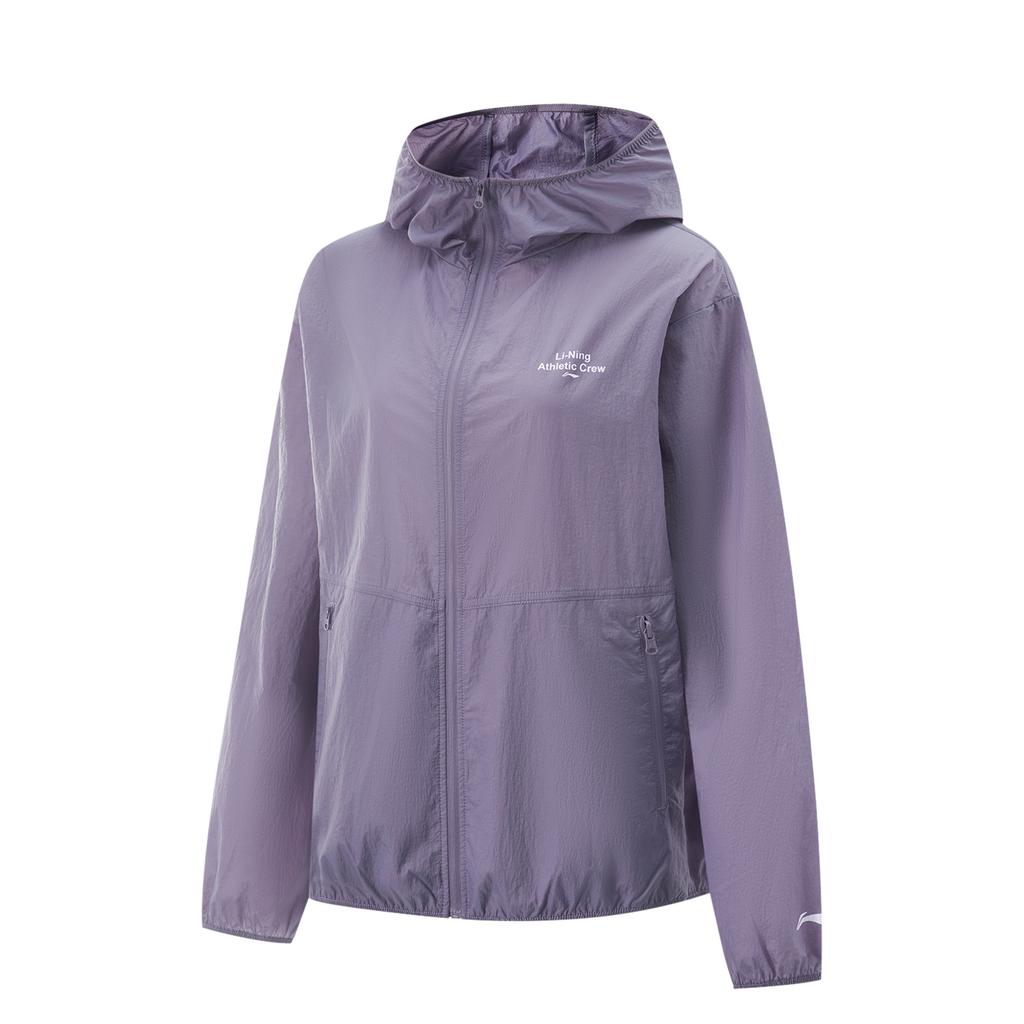Li Ning Ice Silk Breathable Loose Sun Protection Windbreaker Women Outerwear Charcoal-Purple AFDV428-4