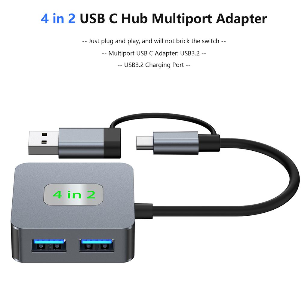 4 In 2 Type-C + USB To USB3.2*4 Interface Hub Adapter Dock for MacBook iPad Pro