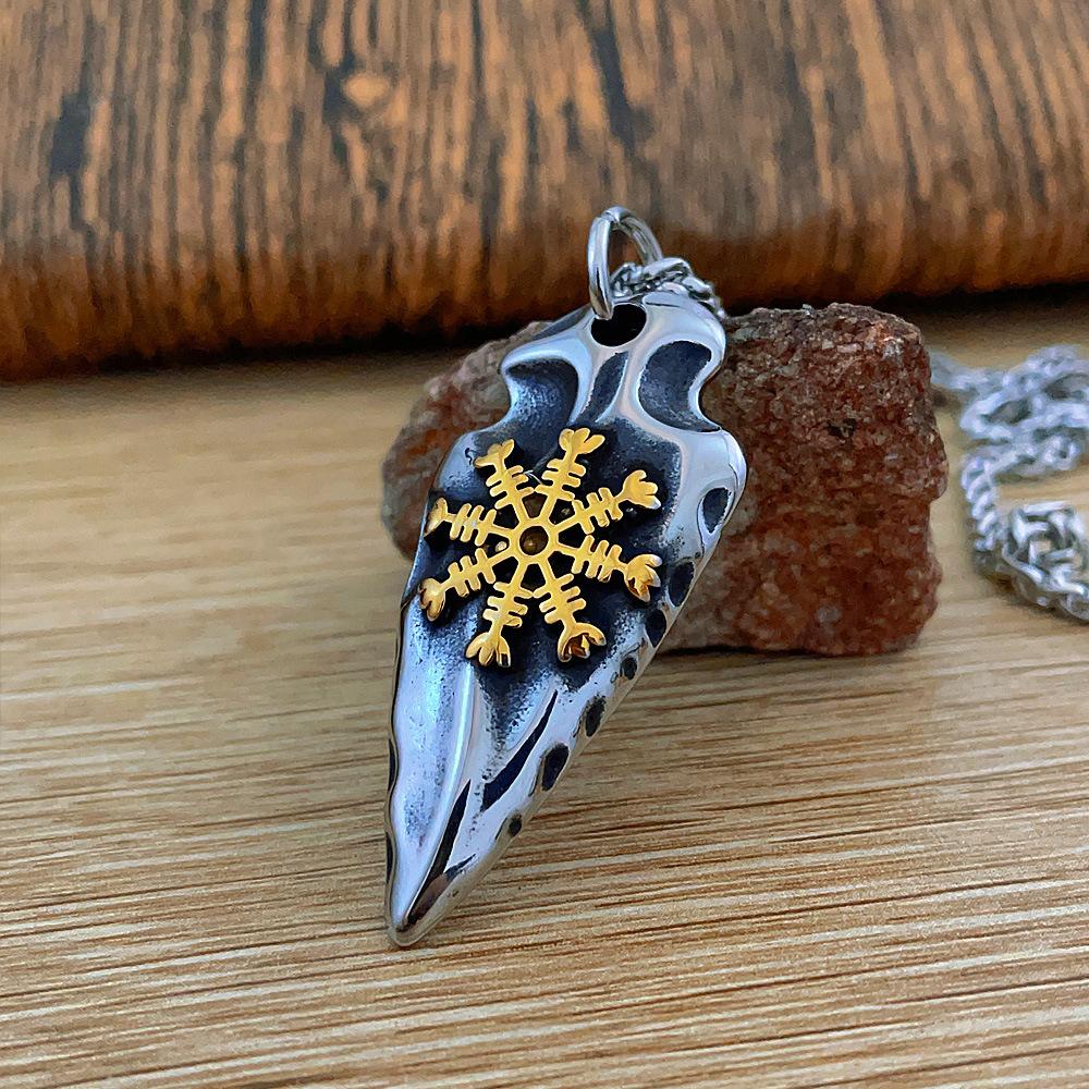 Nordic Viking Arrow Rune Pendant Necklace Men's Retro Personality Titanium Steel Stainless Steel Jewelry