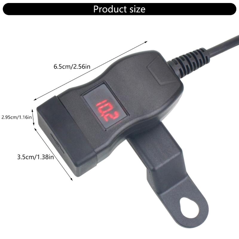 Double  USB Motorcycle Phone Charger 6.8A Fast Charging with Voltmeter Waterproof Motorcycle USB Charger Simple Installs