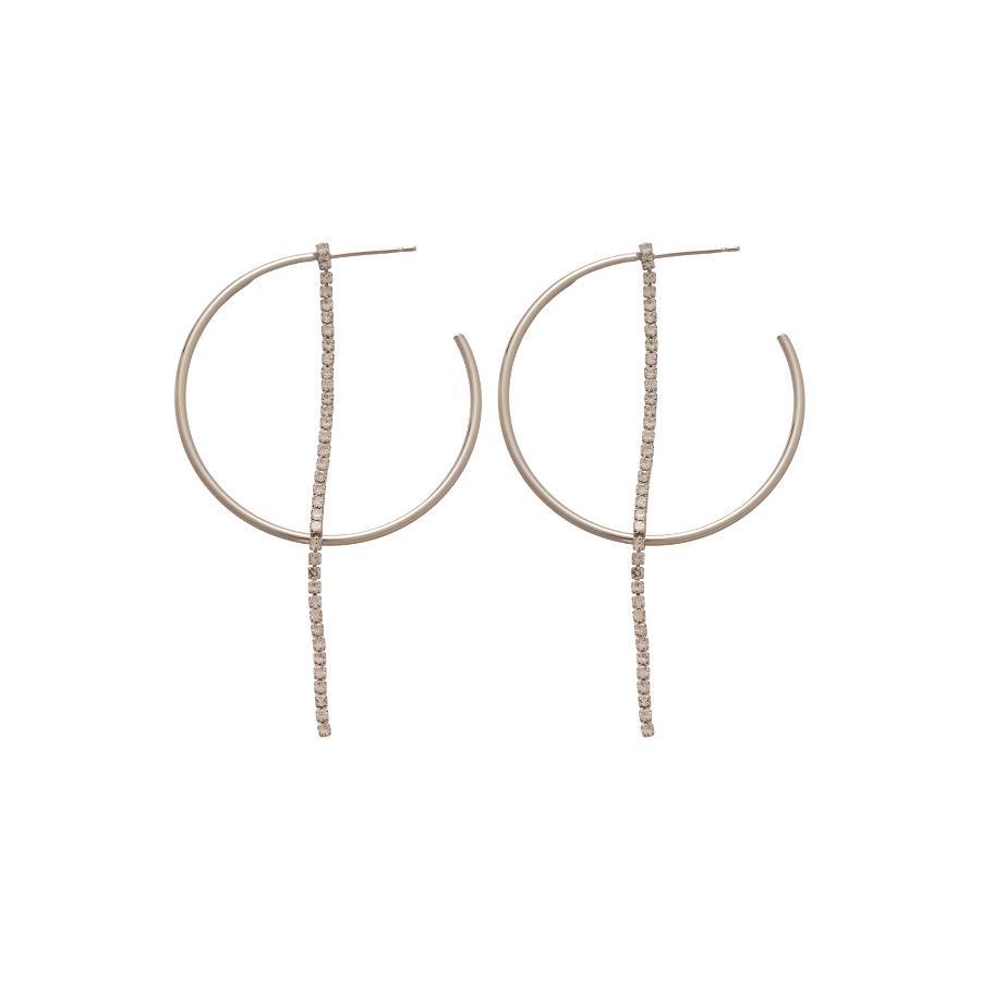 Silver Needle Rhinestone Tassel Earrings, European-American Fashion Geometric Studs, Light Luxury High-End Ear Ornaments