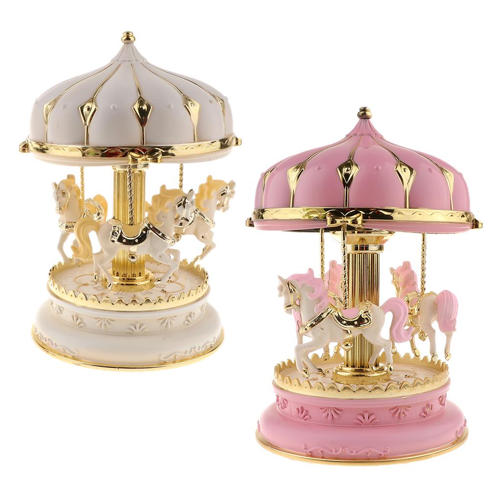 Merry-Go-Round Carousel Music Box Toy Rotating Carousel Horse Clockwork Music Box Wedding Birthday Gifts Home Decor