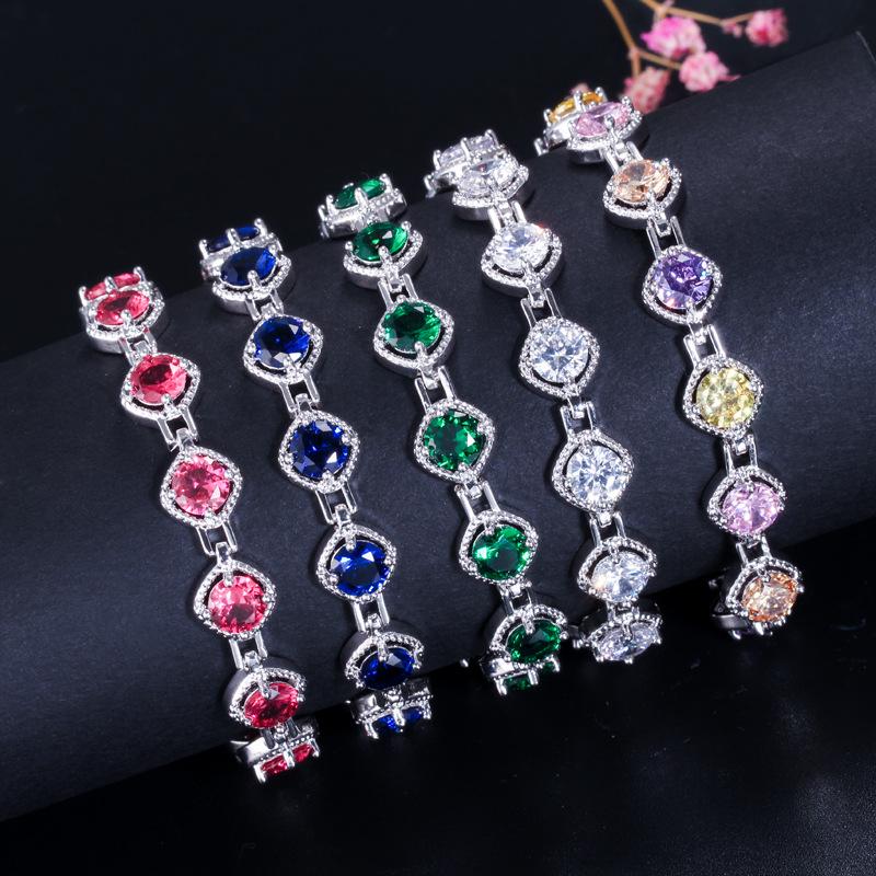 Super Flash Zircon Bracelet, Simple And Popular Temperament, Women'S Hand Jewelry, Multi-Color Optional