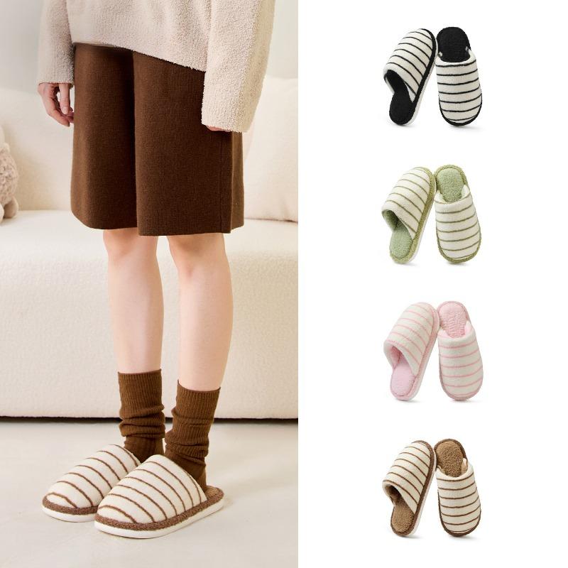 Home Shoes, Anti-slip Plush Slippers, Simple Fleece Anti-slip Cotton