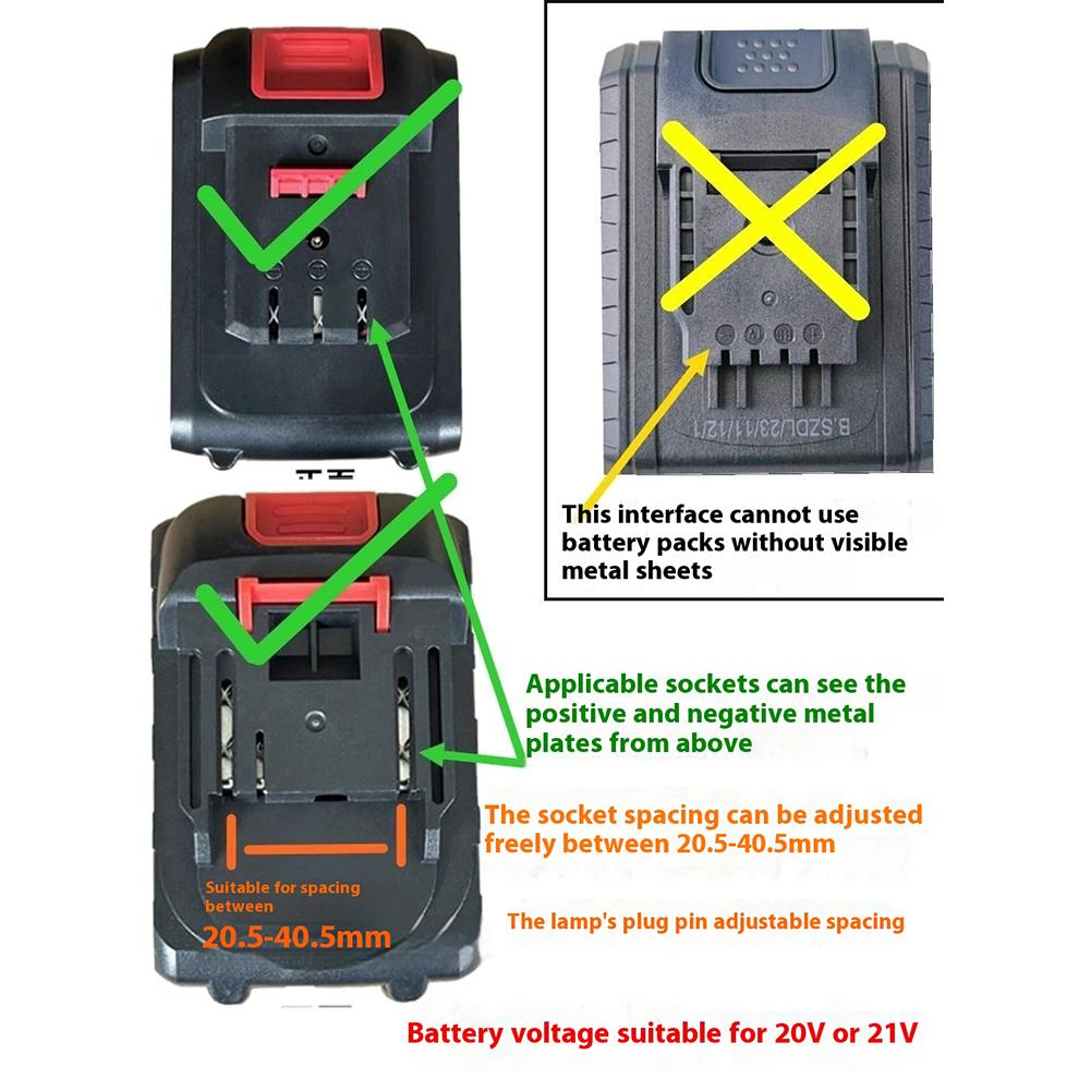 Power Tool Accessories LED Work Light for Makita for Milwaukee for Dewalt for Bosch for Dayi Lomvum Zhipu 18V-21V Li-ion Battery
