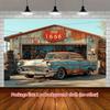 1 Stück Route 66 Vintage Rost Garage Landhausstil Hintergrundbanner in mehreren Größen erhältlich