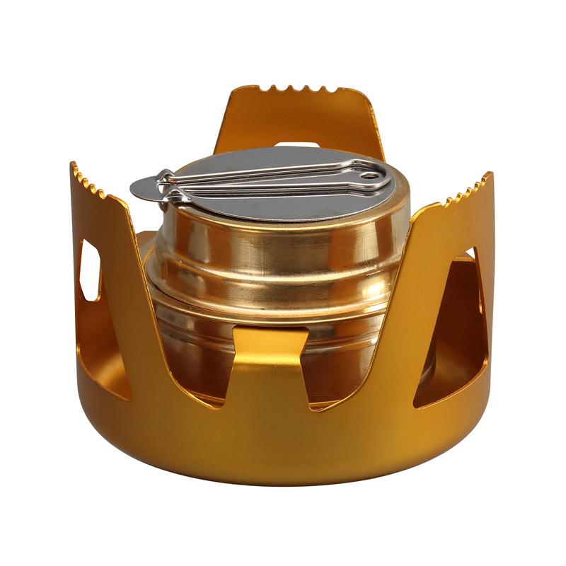 Stove Burner with Aluminum Alloy Stand Lid Outdoor Camping Cooking Alcohol Stove Portable Picnic Stove