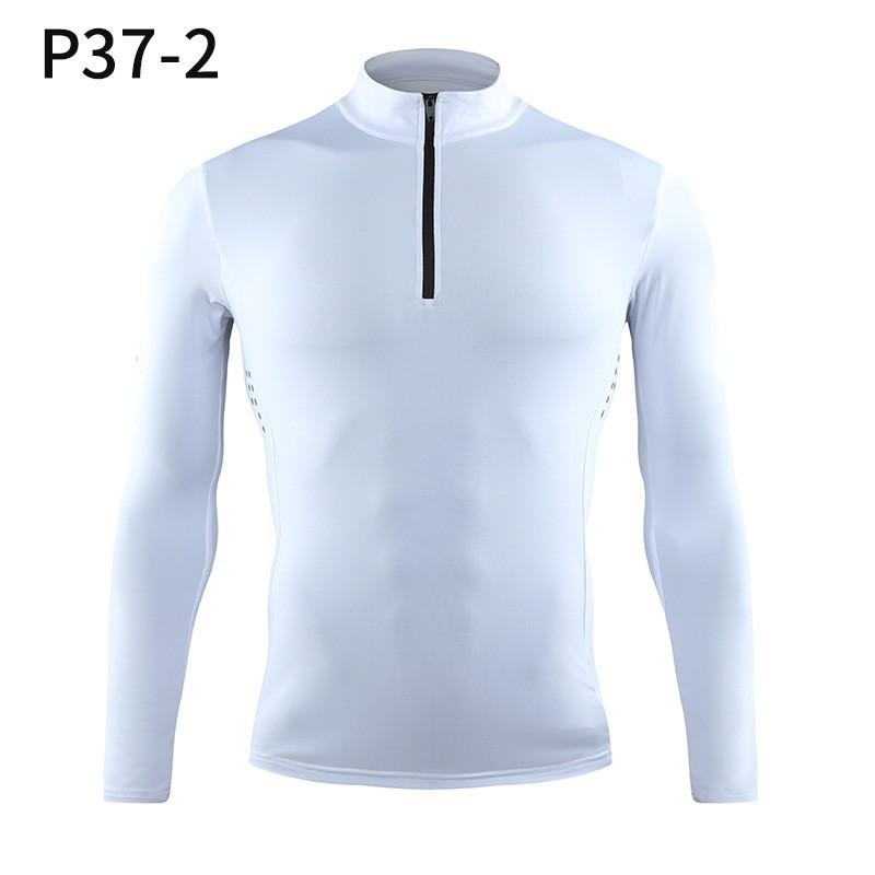 Mens Long Sleeve Workout Tops Men Women Quick Dry Stretch Zip Stand Collar Gym Shirts Running Training Private Trainer