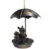 Squirrel/Cat/Dog Metal Bird Feeders Animal Holding Umbrella Bird Feeder Set Hanging Bird Feeder Dish for Yard Patio Landscape