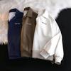Women Autumn Spring Sweatshirt Turn-down Collar Loose Long Sleeves Pure Color Thin