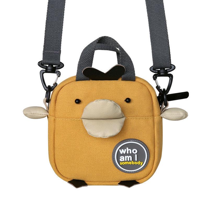 

Women s Small Tricolor Canvas Crossbody Bag - Cute Cartoon Patch Design