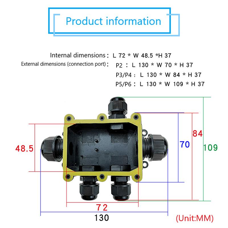 IP68 Wasserdichte Anschlussdose 2/3/4/5/6-Wege-Erdkabelverbinder Außen-Elektrokabelgehäuse für Gartenlandschaft Straßen-LED-Licht
