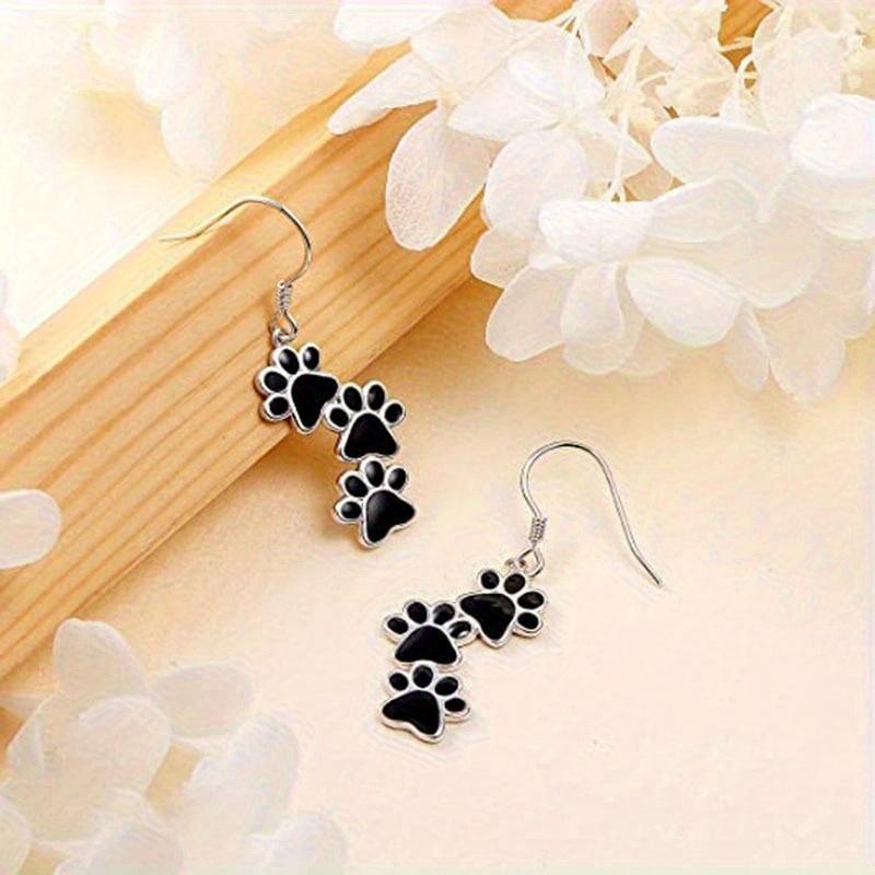 1-Set Orecchini a Goccia Olio Impronta Zampa Animale Eleganti da Donna Stile Europeo Americano Creativi Semplici Regalo Orecchini Pendenti