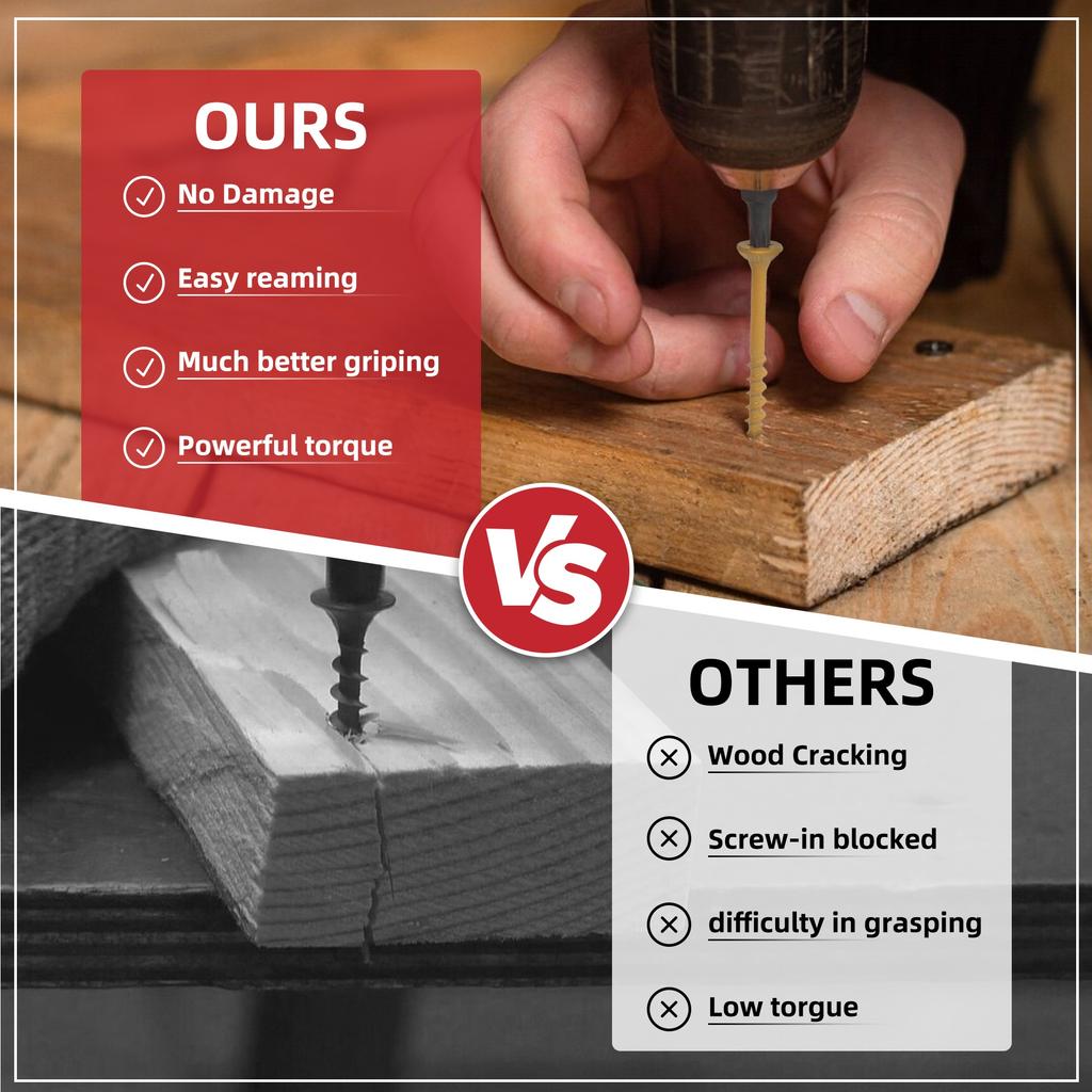 50/100 buc Șuruburi pentru punte cu filet gros Star #8 Cap plat Acoperit cu epoxi rezistent la rugină Bit bronz, Inclusiv elemente de fixare pentru lemn