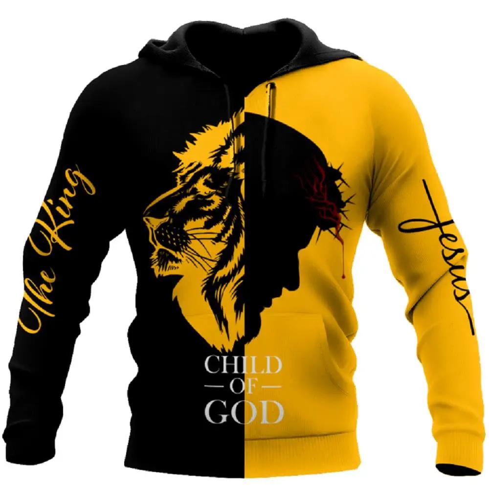 Christian Jesus Herren Hoodie 3D Druck Harajuku Kleidung Mode Kapuzensweatshirt Lässiger Pullover Streetwear Neu Übergroße Jacke