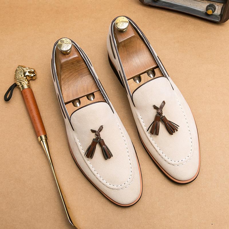 Fashion Luxury Men's Leather Nubuck Office Designer Tassel Formal Man Footwear Loafers Moccasins Wedding Dress Casual Male Shoes for Men