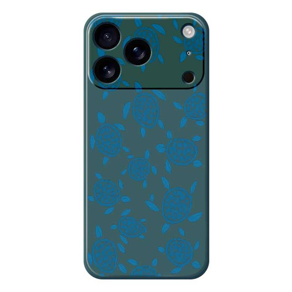 For iPhone 17 Pro Max Case Blue Turtle Pattern Printing Straight Edge TPU Phone Back Cover