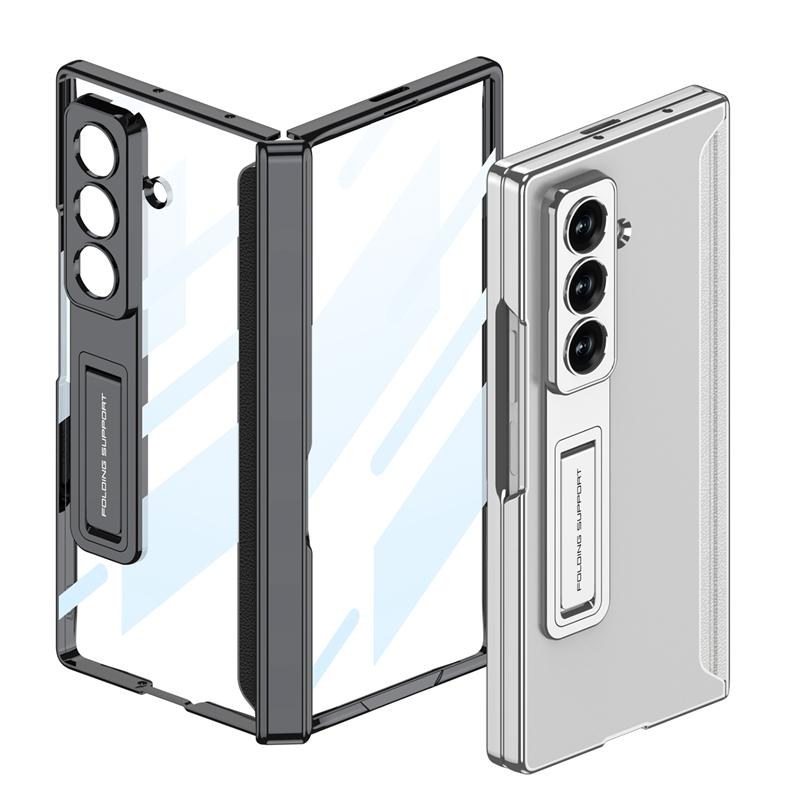 GKK Clear Electroplated Plating Hard PC Protective Folding Phone Case with Bracket Stand Holder Case for Samsung Galaxy Z Fold 7