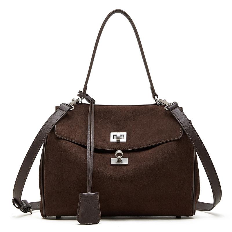 

Light Luxury Imported Soft Suede Tote Bag Lazy Wind Large Capacity Matte Cowhide Lock Bag Women s Messenger Shoulder Bag 28*12*20